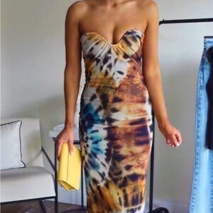 Zara Tie-Dye Strapless Dress